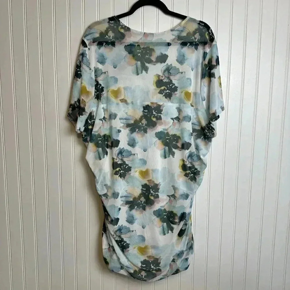 Torrid stretch mesh crewneck ruched short sleeve watercolor floral top 4X D45 - Picture 7 of 7